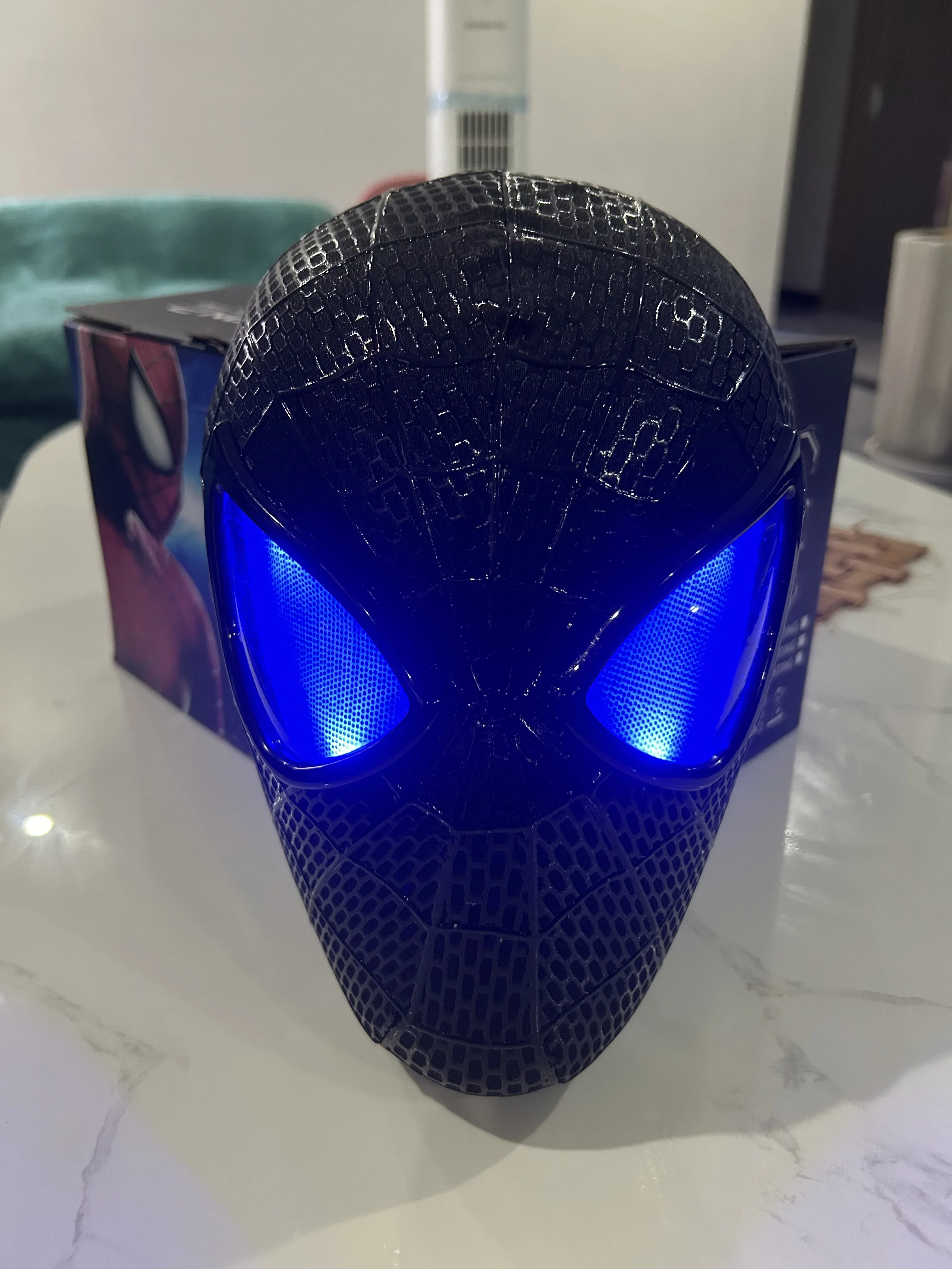 Anime Spiderman Headgear Black Spider-man Mask Toys For Children Gift 1:1 Cosplay Anime Figures Electronic Mask Toy Ring Control | Hyobase