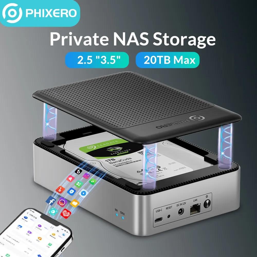 PHIXERO 3.5 inch HDD/SSD Enclosure NAS Network HDD Storage Box HD External Case USB Hard Disk Drive House Personal Cloud Serve | Hyobase