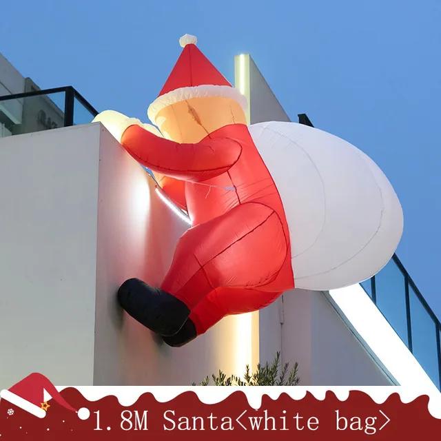 6 FT Tall Christmas Inflatable Hanging Santa Santa with Gift Bag Decorations Blow Up Climbing Santa with LED Lights Outdoor Toys | Hyobase