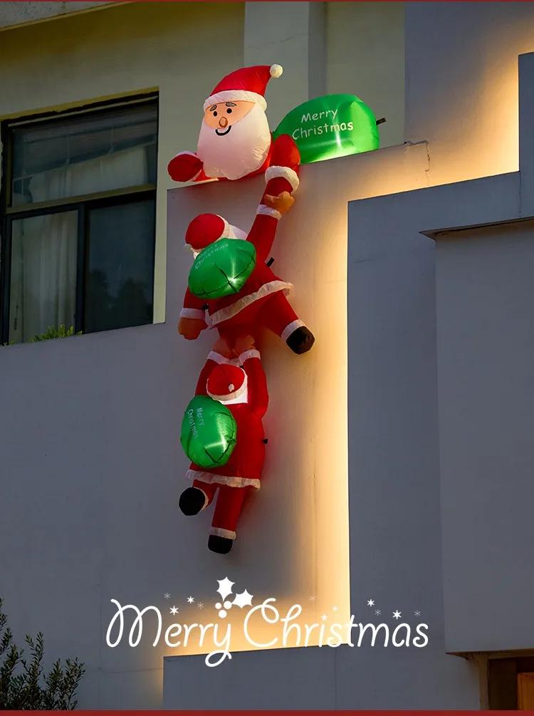 6 FT Tall Christmas Inflatable Hanging Santa Santa with Gift Bag Decorations Blow Up Climbing Santa with LED Lights Outdoor Toys | Hyobase