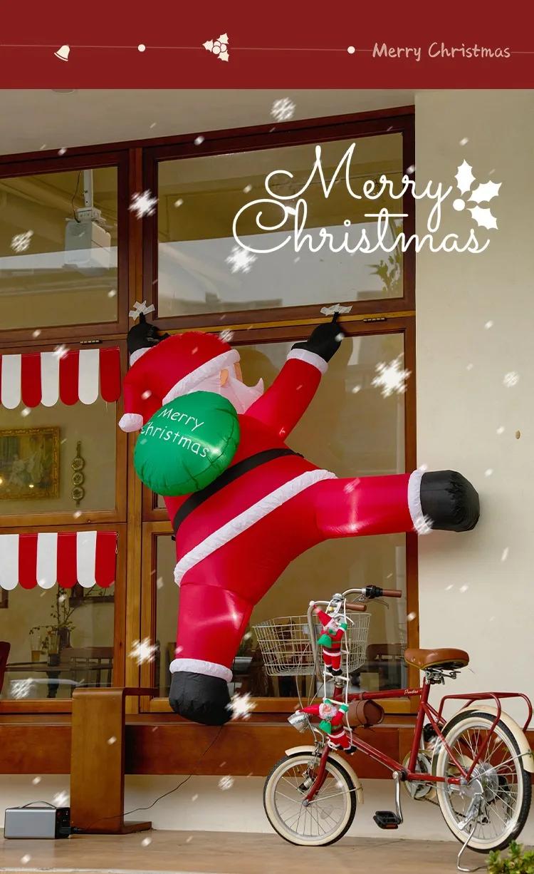 6 FT Tall Christmas Inflatable Hanging Santa Santa with Gift Bag Decorations Blow Up Climbing Santa with LED Lights Outdoor Toys | Hyobase