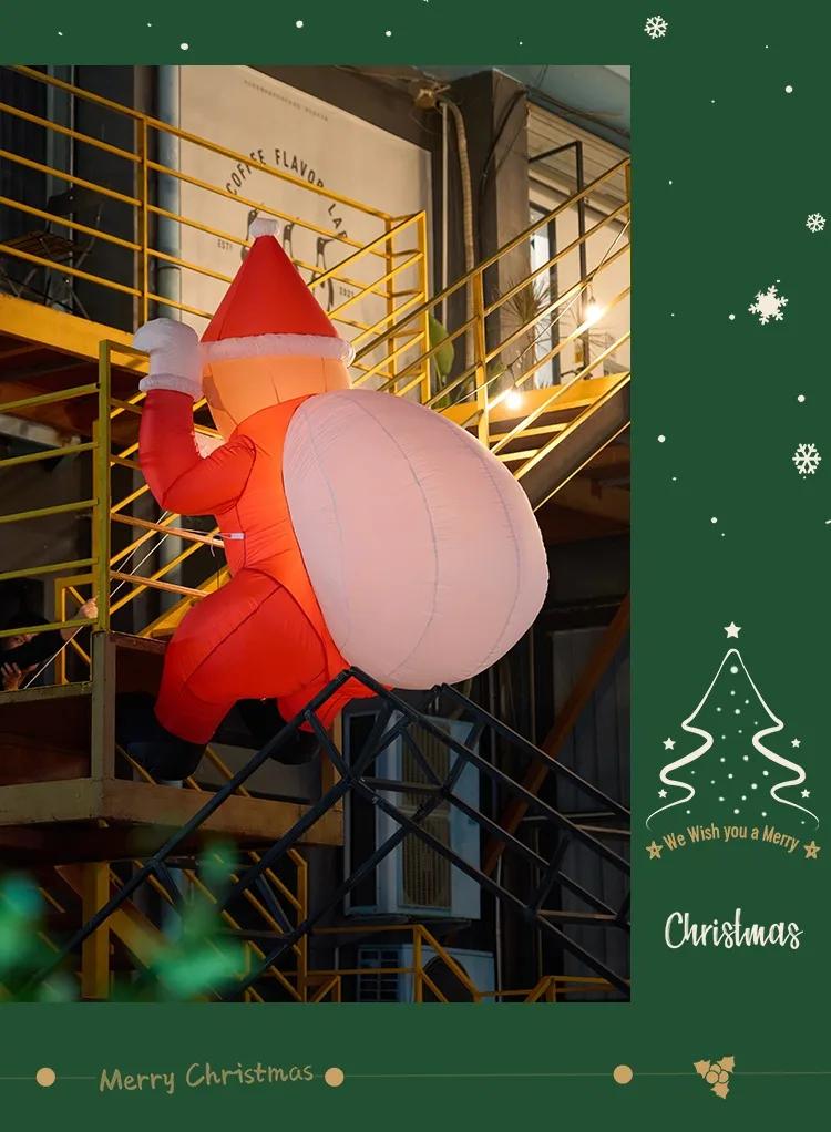 6 FT Tall Christmas Inflatable Hanging Santa Santa with Gift Bag Decorations Blow Up Climbing Santa with LED Lights Outdoor Toys | Hyobase