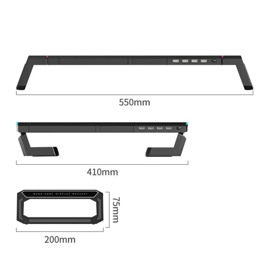 RGB Monitor Stand 4 USB Charging Desk Organizer Bracket Computer Monitor Holder Keyboard Riser | Hyobase