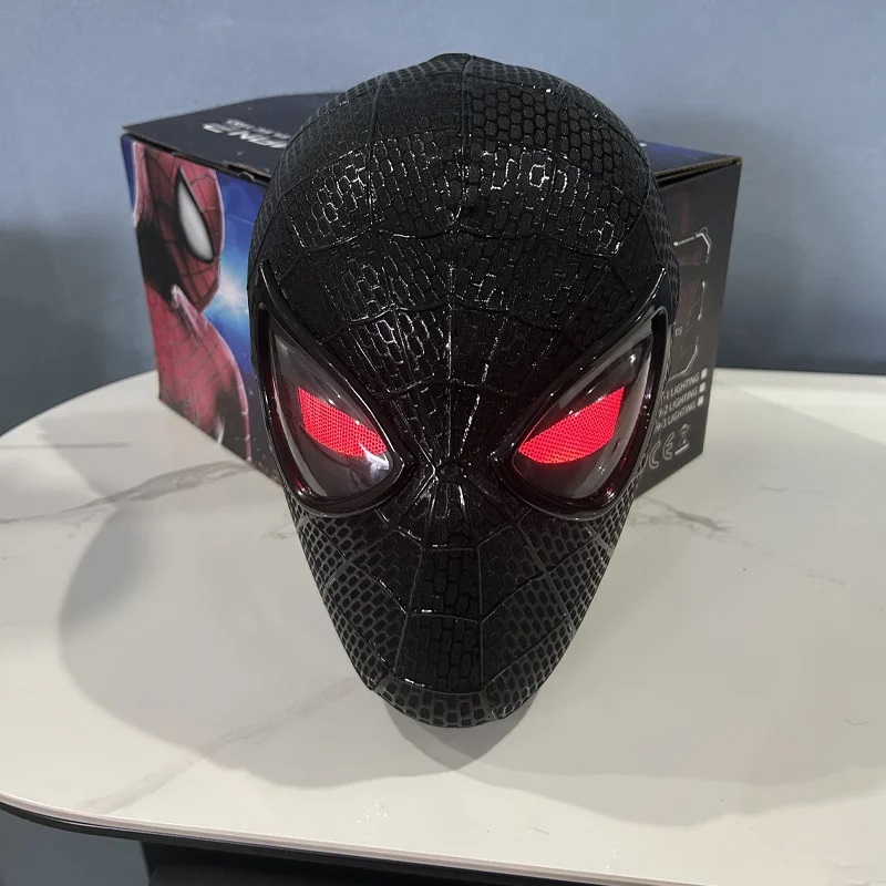 Anime Spiderman Headgear Black Spider-man Mask Toys For Children Gift 1:1 Cosplay Anime Figures Electronic Mask Toy Ring Control | Hyobase