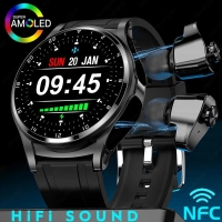 2023 New Smart Watch 2 in 1 With Bluetooth Headset 1.39 inch AMOLED BT Call NFC Smartwatch Men Music Sports Watches For Huawei | Hyobase