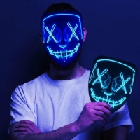 Masquerade Masque Skelet Halloween Party Masks Neon Maske Light Glow Night Horror Mask Glowing Masker Evil Ghost Mask Led Mask | Hyobase