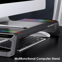 RGB Monitor Stand 4 USB Charging Desk Organizer Bracket Computer Monitor Holder Keyboard Riser | Hyobase